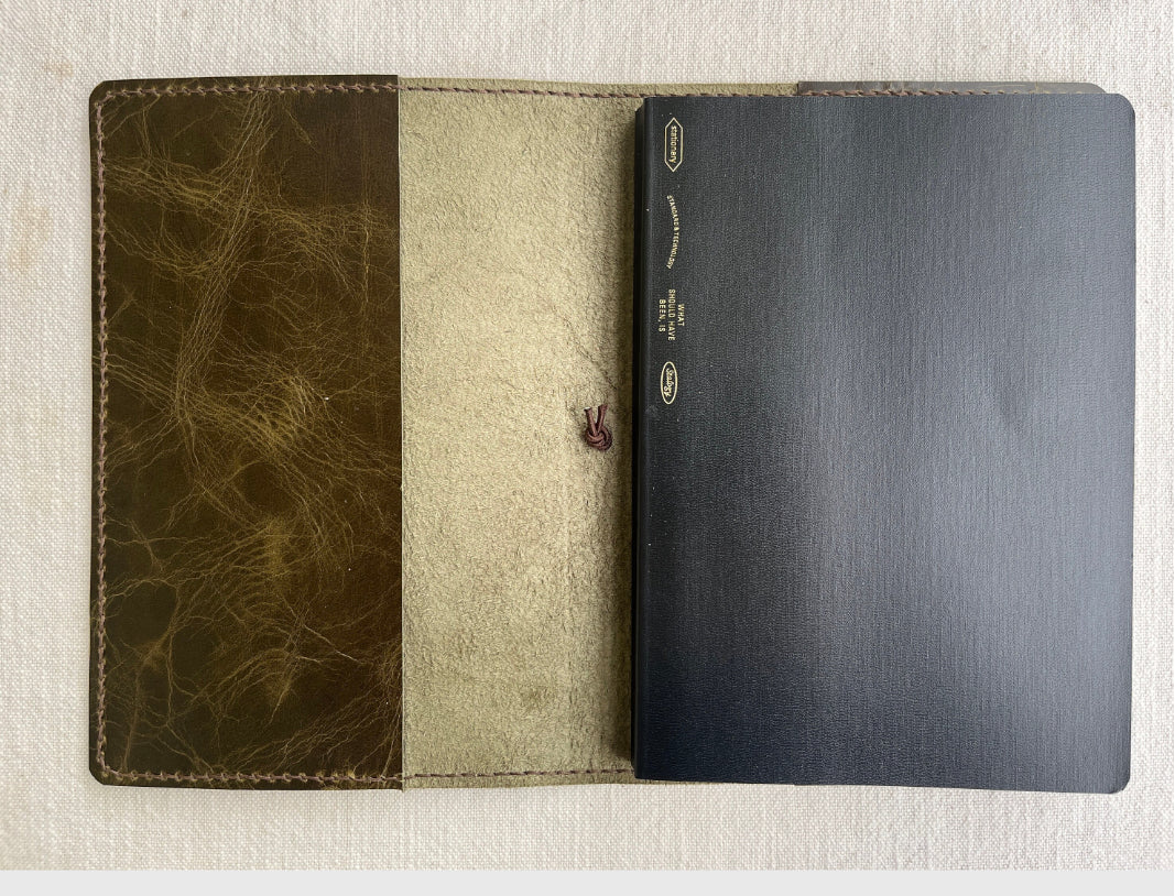 A5 Leather Book Cover, Wyatt Olive
