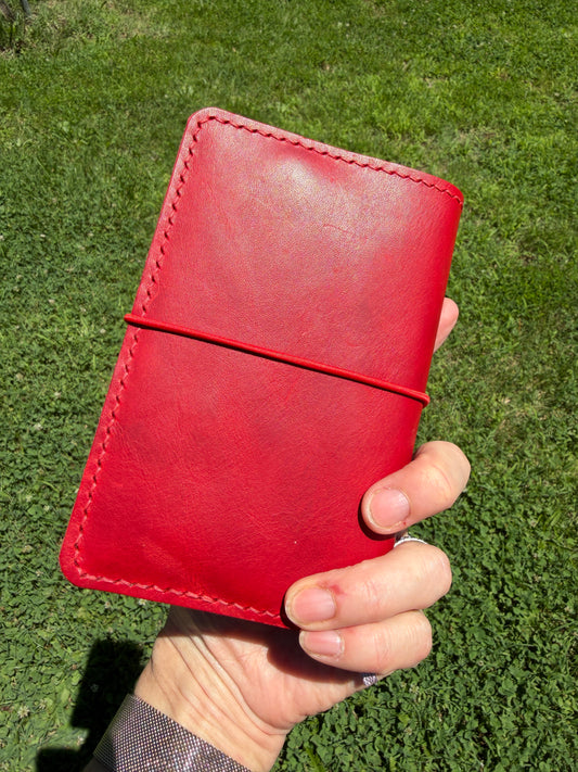 Pocket Leather Book Cover, Pull Up Red