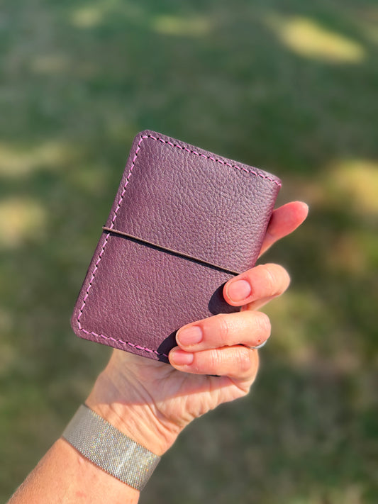 A7 Leather Book Cover, Pebbled Plum