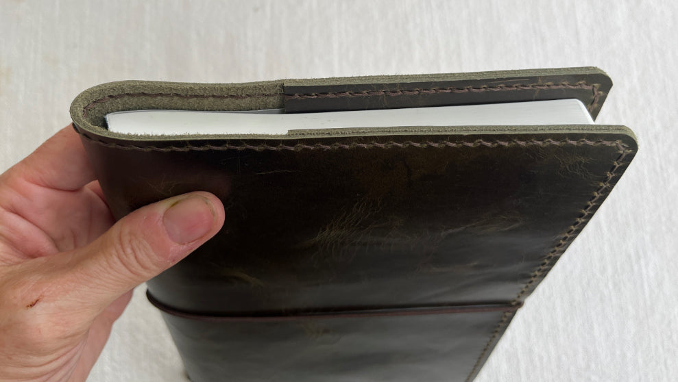 A5 Leather Book Cover, Wyatt Olive