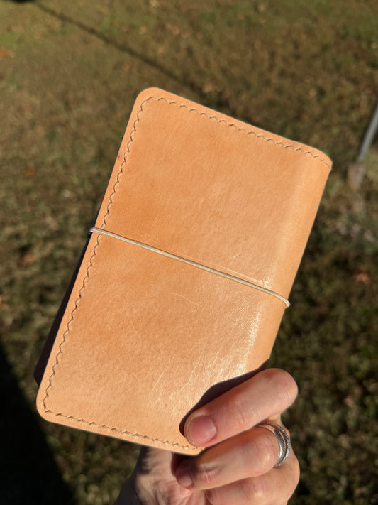 Pocket Leather Book Cover, Toasted Marshmallow