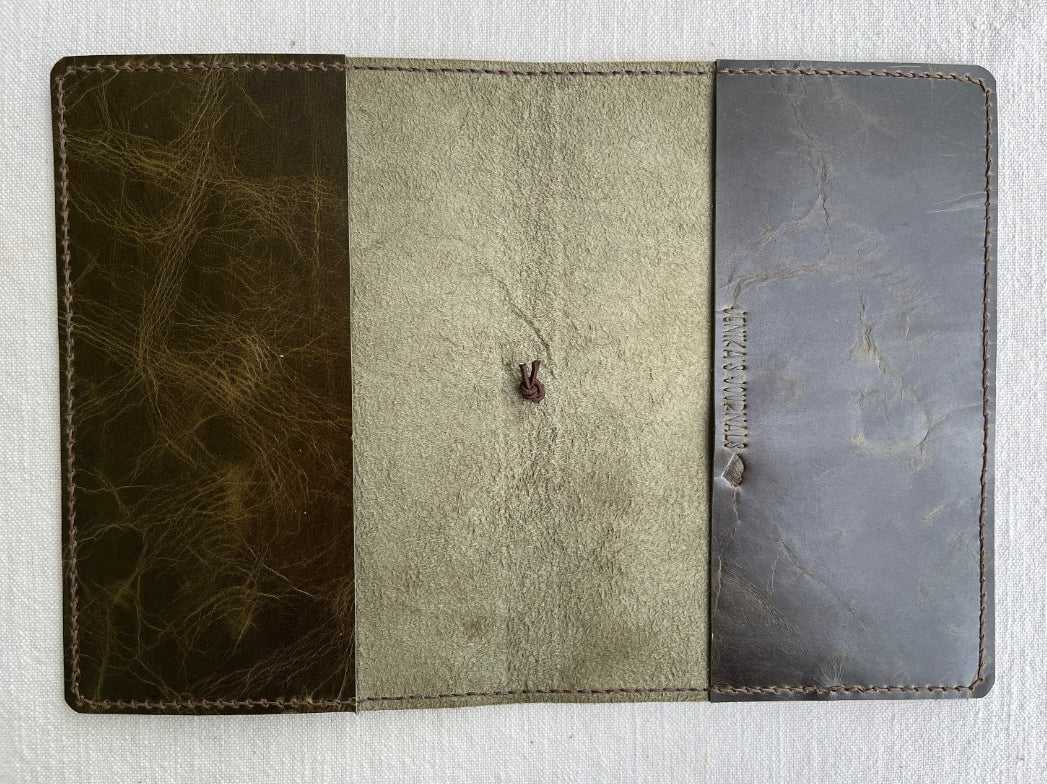 A5 Leather Book Cover, Wyatt Olive