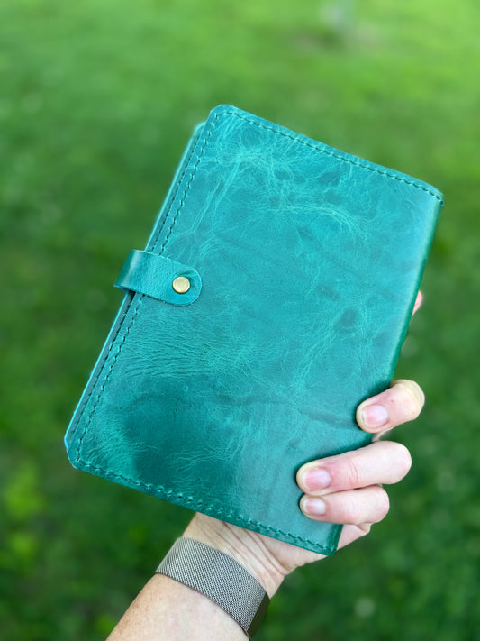 B6 Leather Book Cover, Jade