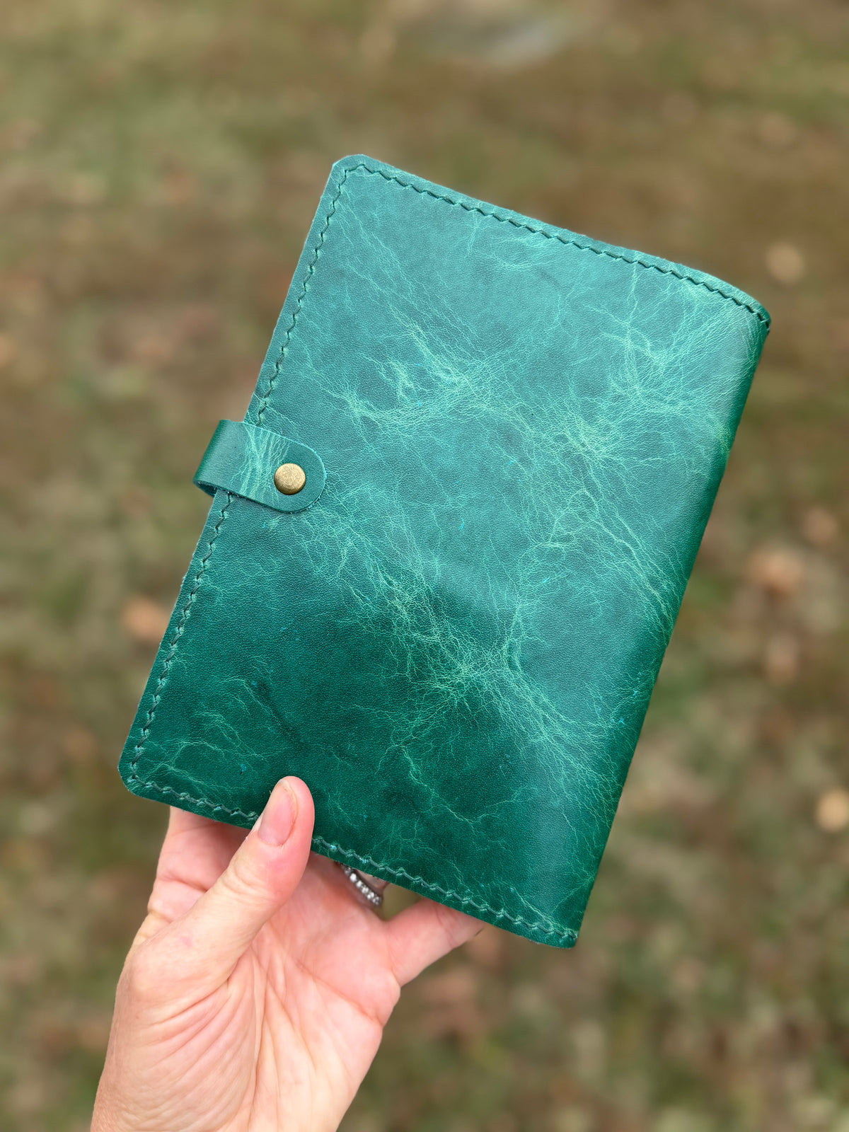 B6 Leather Book Cover, Jade