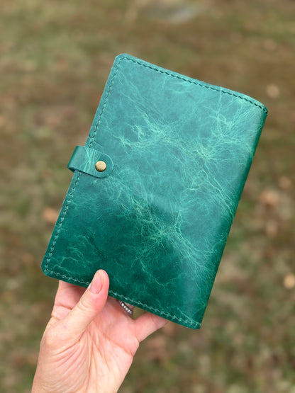 B6 Leather Book Cover, Jade