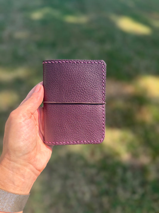A7 Leather Book Cover, Pebbled Plum