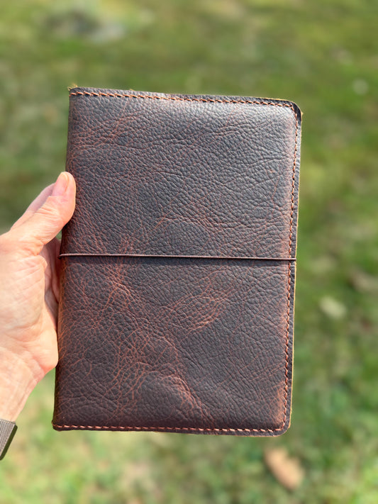 A5 Extra Width Leather Book Cover, Kodiak Tan