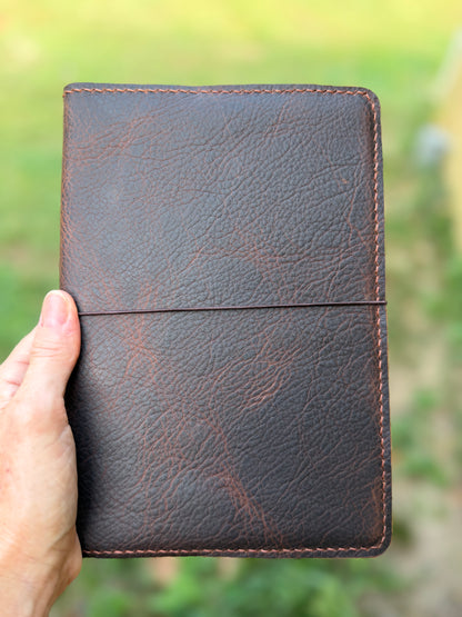 A5 Extra Width Leather Book Cover, Kodiak Tan