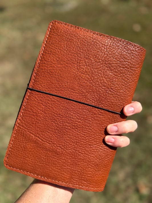 A5 Extra Width Leather Book Cover, Hermann Oak Heritage, Cinnamon