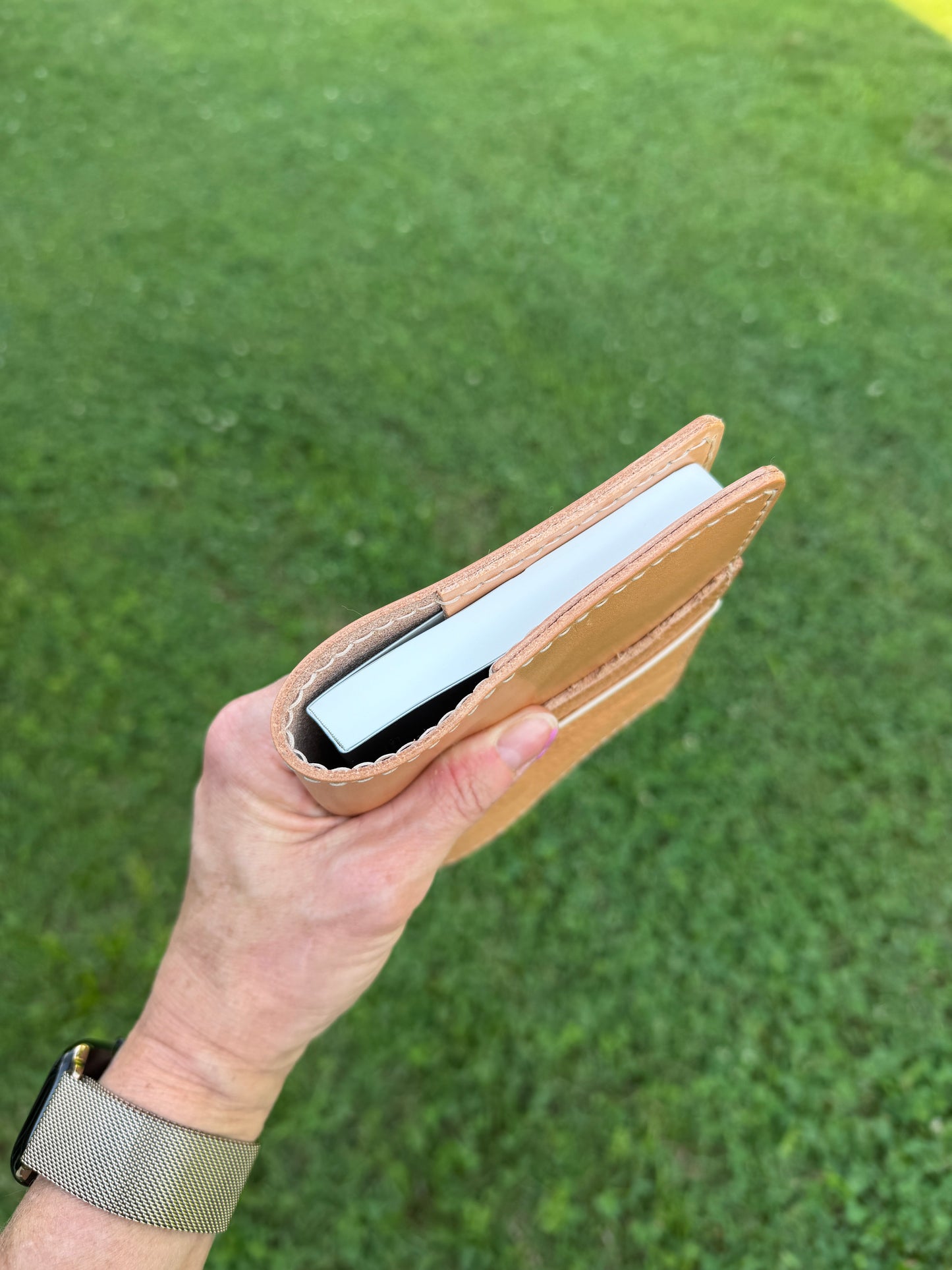 A6 Leather Book Cover, Toasted Marshmallow