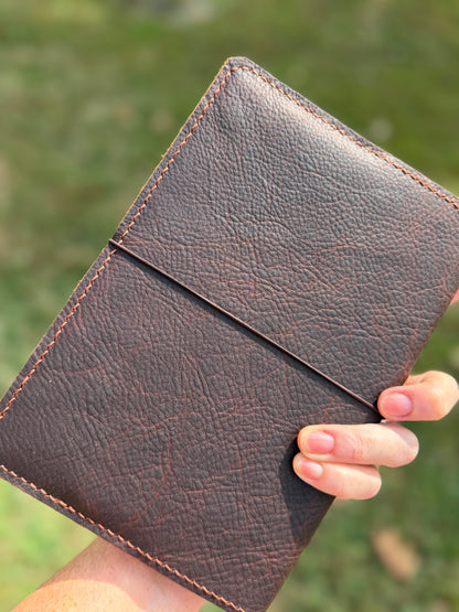 A5 Extra Width Leather Book Cover, Kodiak Tan