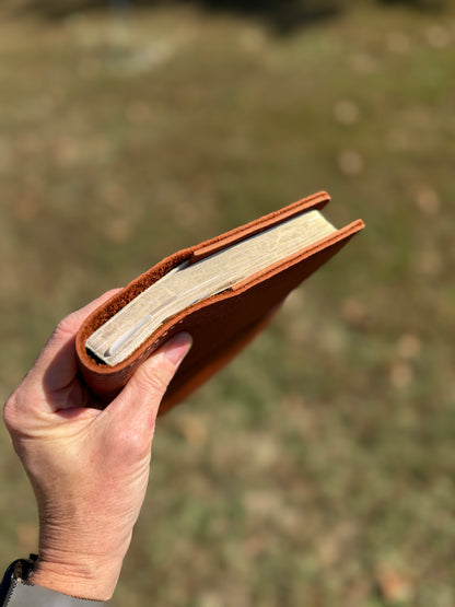 A5 Extra Width Leather Book Cover, Hermann Oak Heritage, Cinnamon