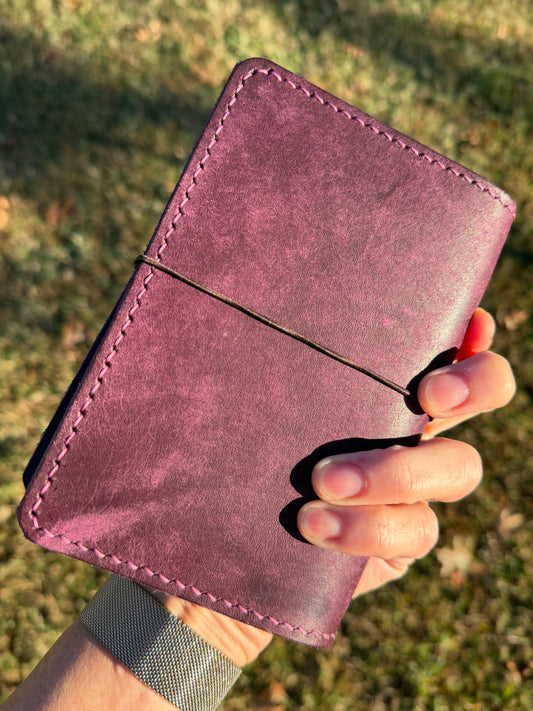 Pocket Leather Book Cover, Pueblo Purple