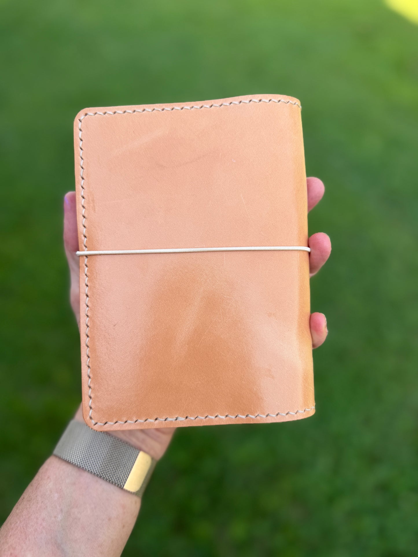 A6 Leather Book Cover, Toasted Marshmallow