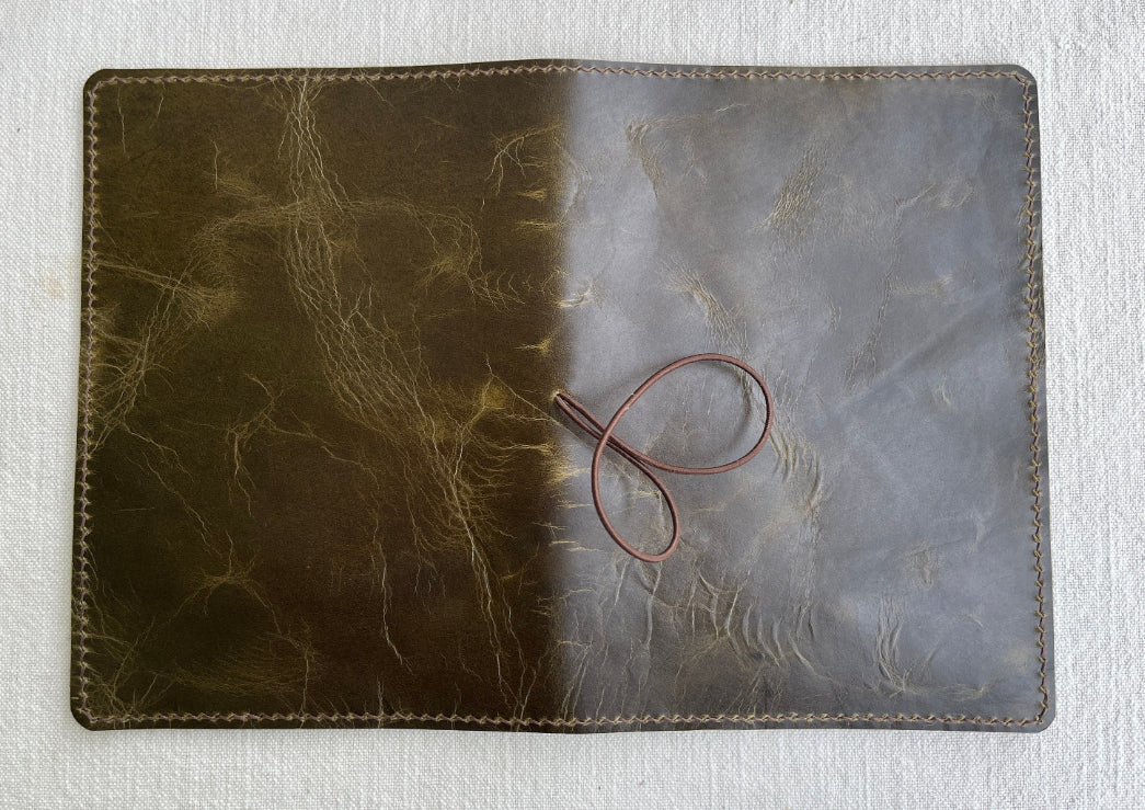 A5 Leather Book Cover, Wyatt Olive