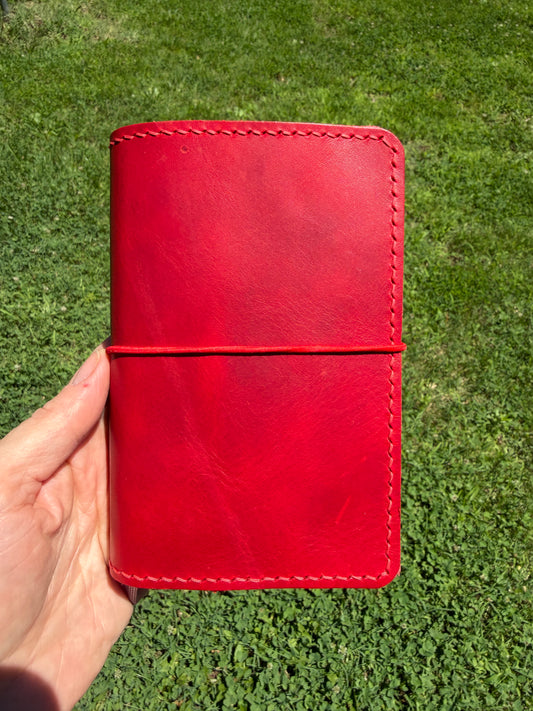Pocket Leather Book Cover, Pull Up Red