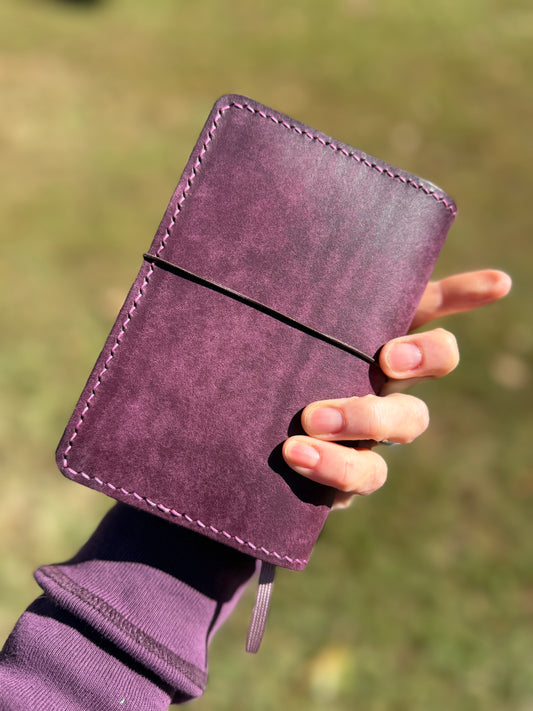 Pocket Leather Book Cover, Pueblo Purple