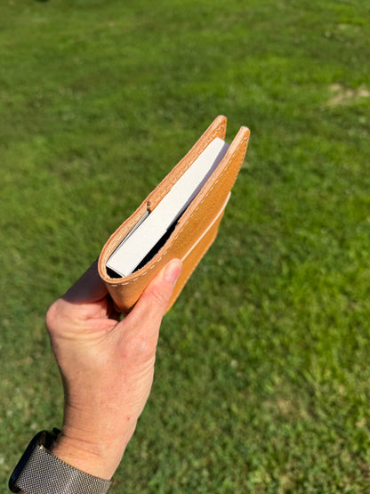 A6 Leather Book Cover, Pebbled Natural