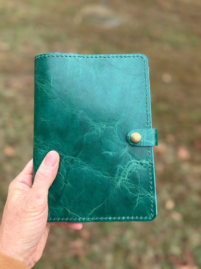B6 Leather Book Cover, Jade
