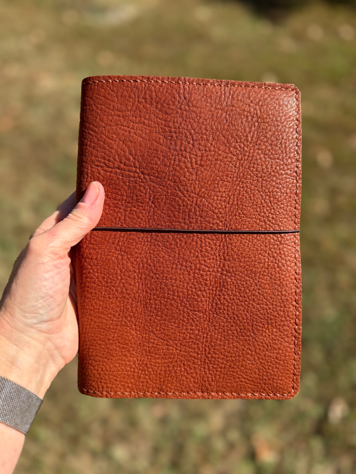 A5 Extra Width Leather Book Cover, Hermann Oak Heritage, Cinnamon