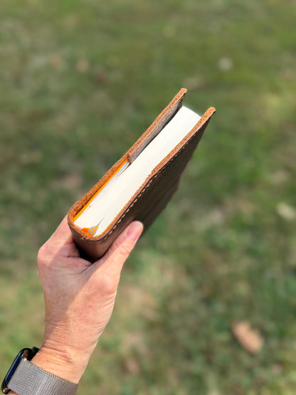 A5 Extra Width Leather Book Cover, Kodiak Tan