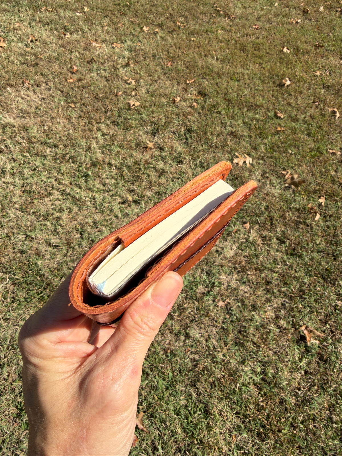 A7 Leather Book Cover, Chestnut