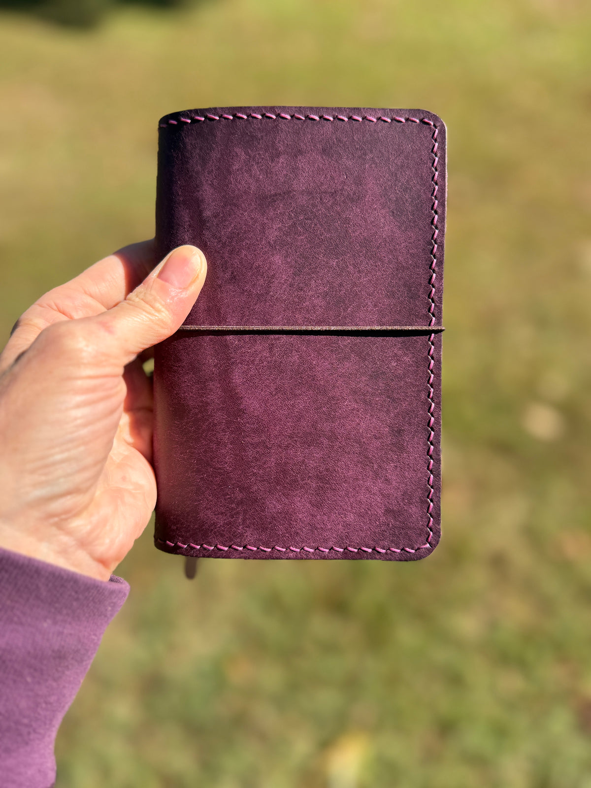 Pocket Leather Book Cover, Pueblo Purple