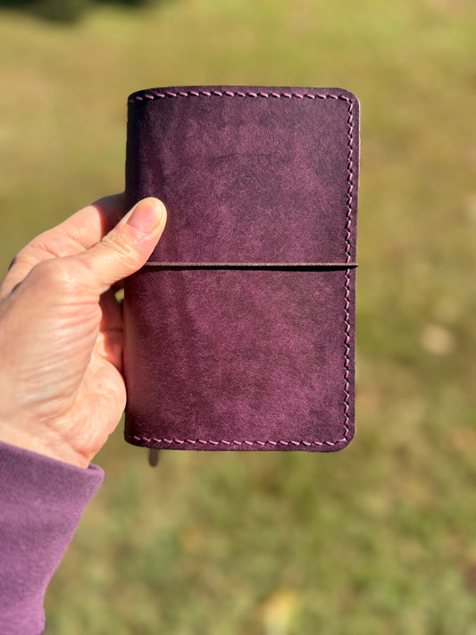 Pocket Leather Book Cover, Pueblo Purple