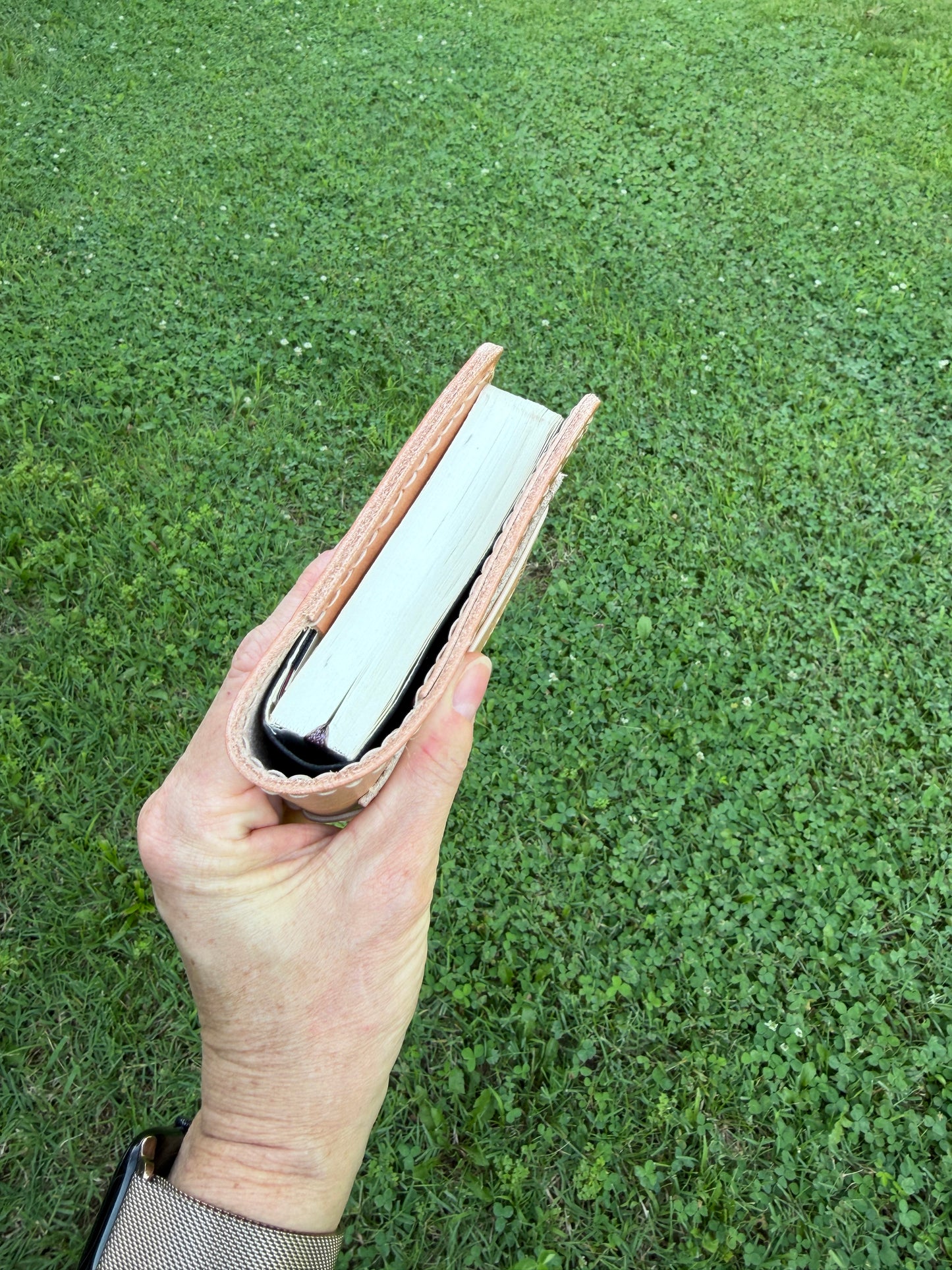Pocket Leather Book Cover, Toasted Marshmallow