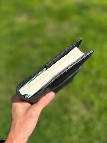 A5 Slim Leather Book Cover, Pebbled Black