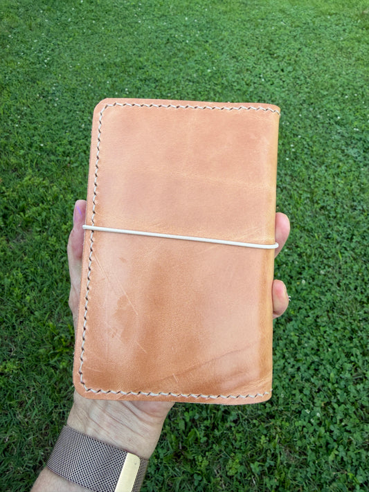 Pocket Leather Book Cover, Toasted Marshmallow