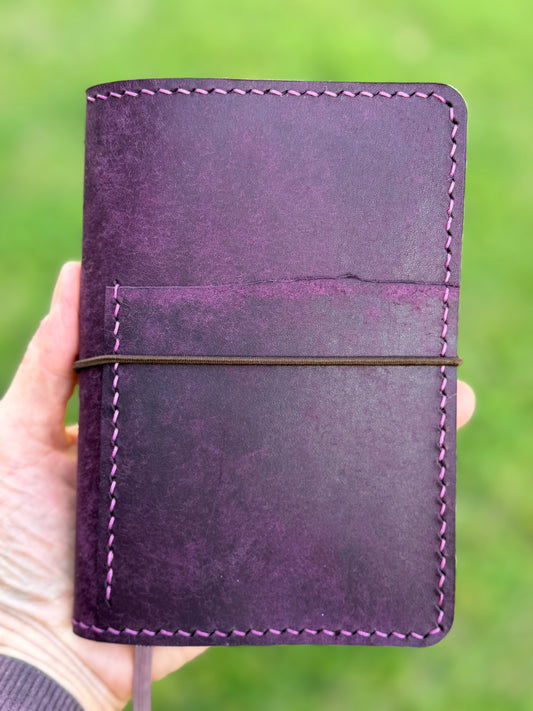 Pocket Leather Book Cover, Pueblo Purple