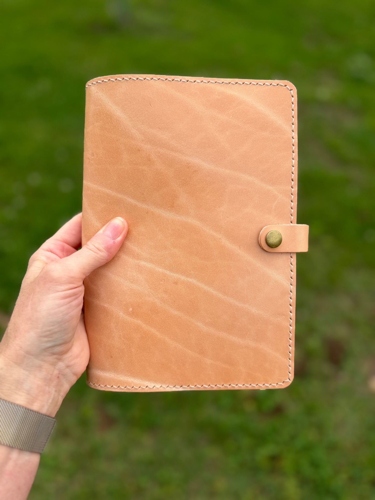 A5 Leather Book Cover, Toasted Marshmallow