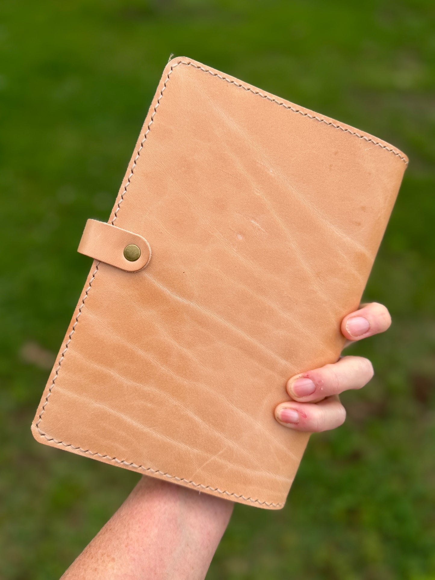 A5 Leather Book Cover, Toasted Marshmallow