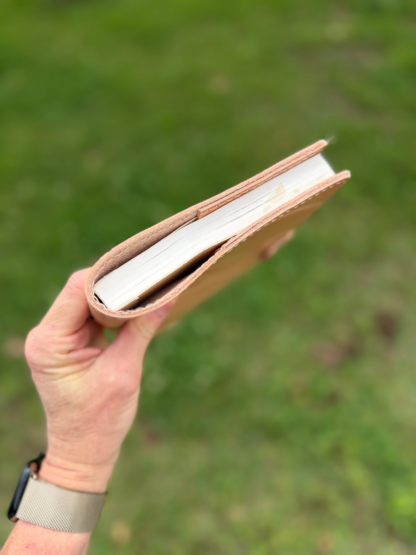 A5 Leather Book Cover, Toasted Marshmallow