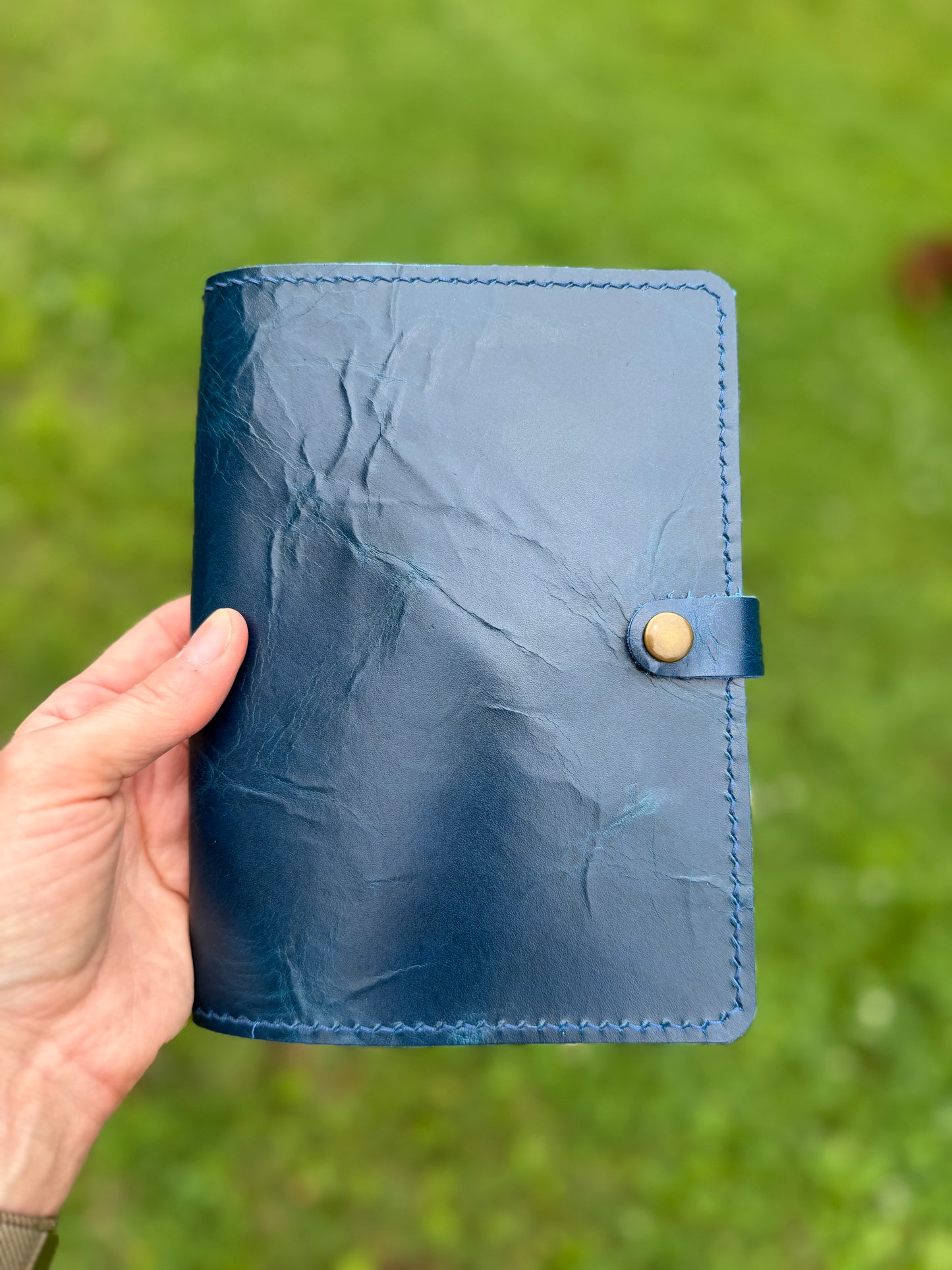 B6 Leather Book Cover, Cobalt