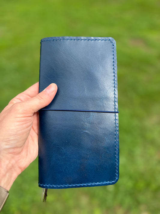 Weeks Leather Book Cover, Cobalt