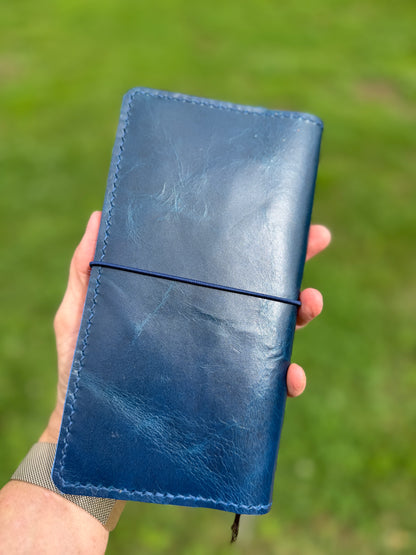 Weeks Leather Book Cover, Cobalt