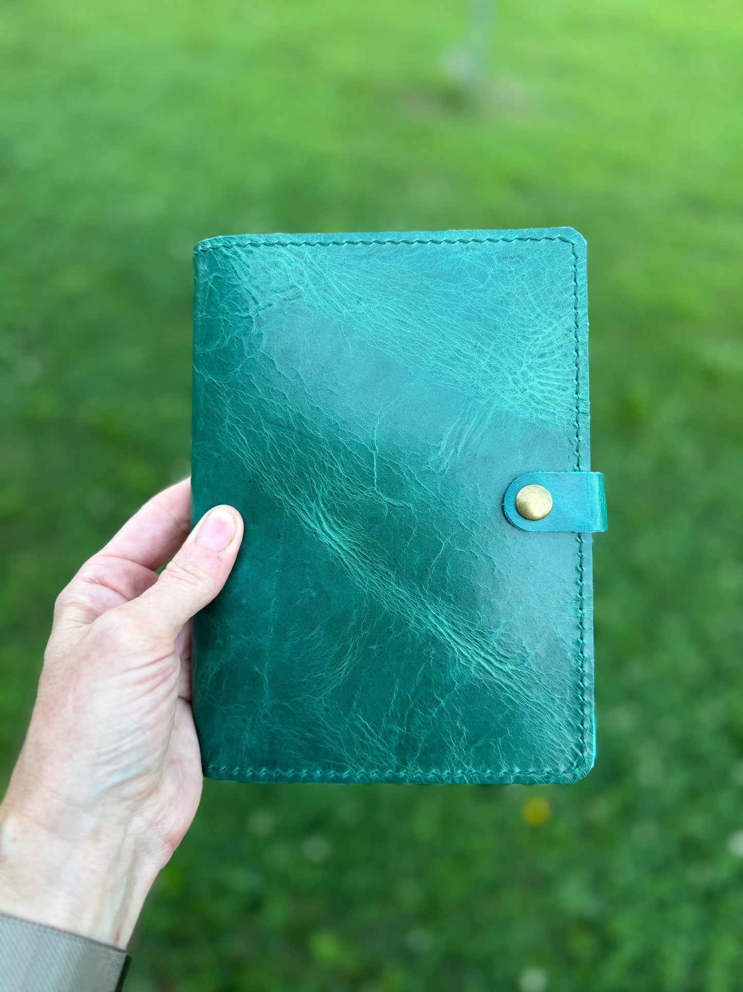 B6 Leather Book Cover, Jade