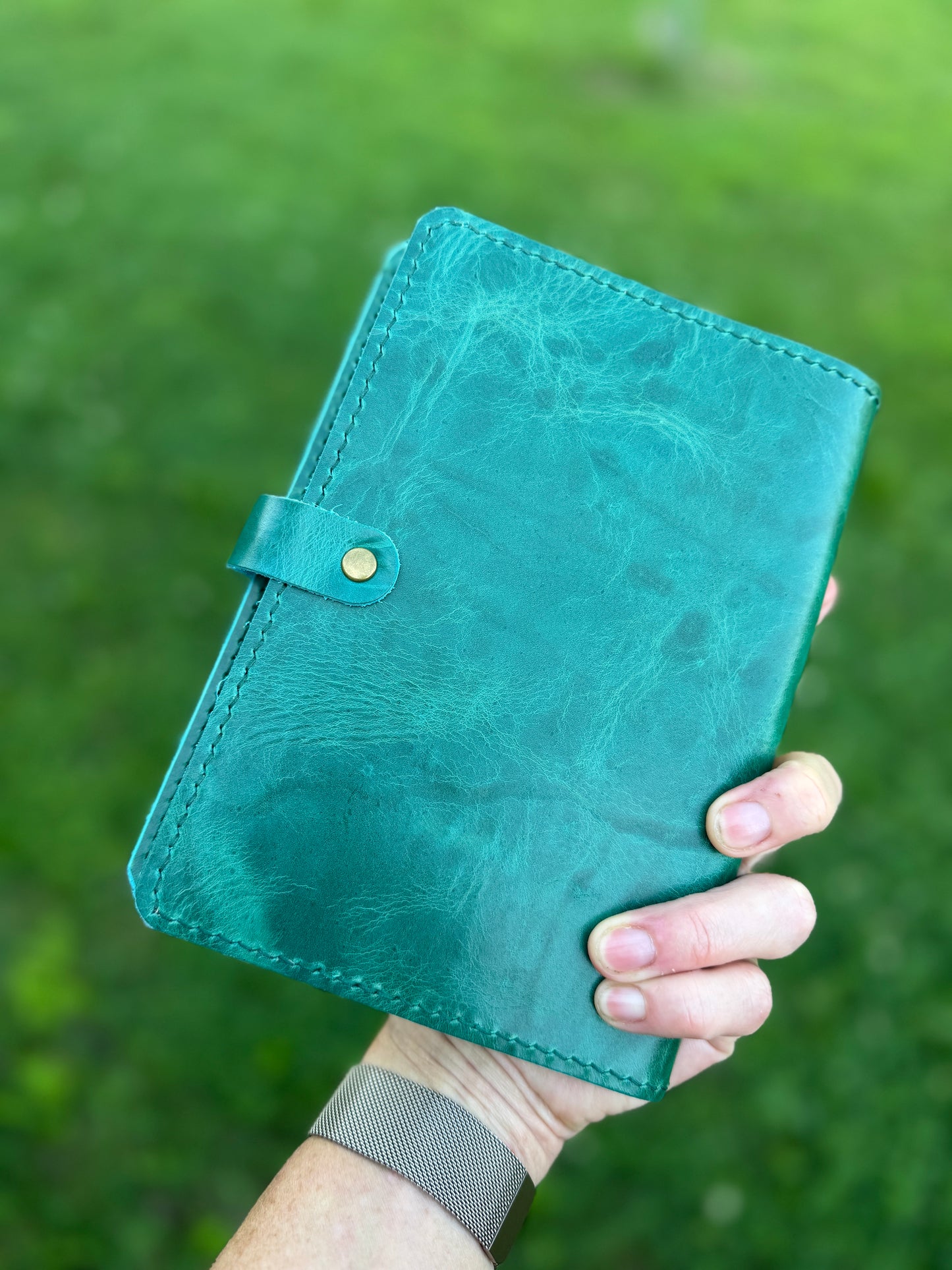 B6 Leather Book Cover, Jade