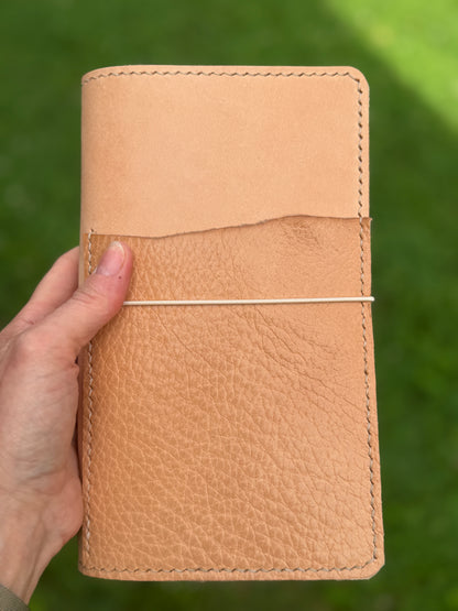 Standard Leather Book Cover, Toasted Marshmallow (Pebbled Pockets!)