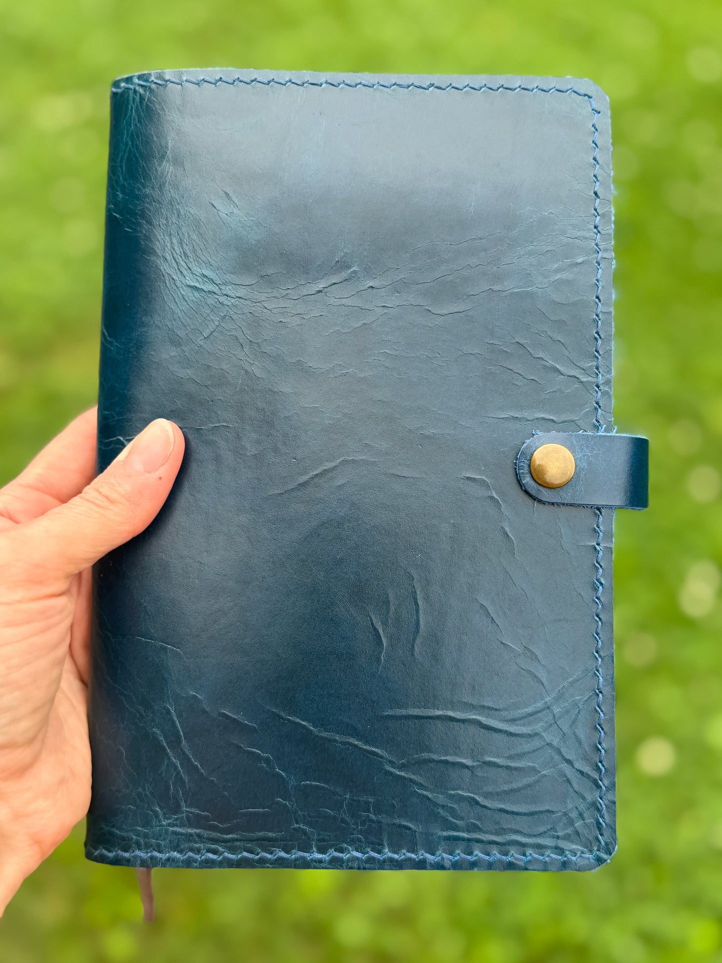 A5 Slim Leather Book Cover, Cobalt