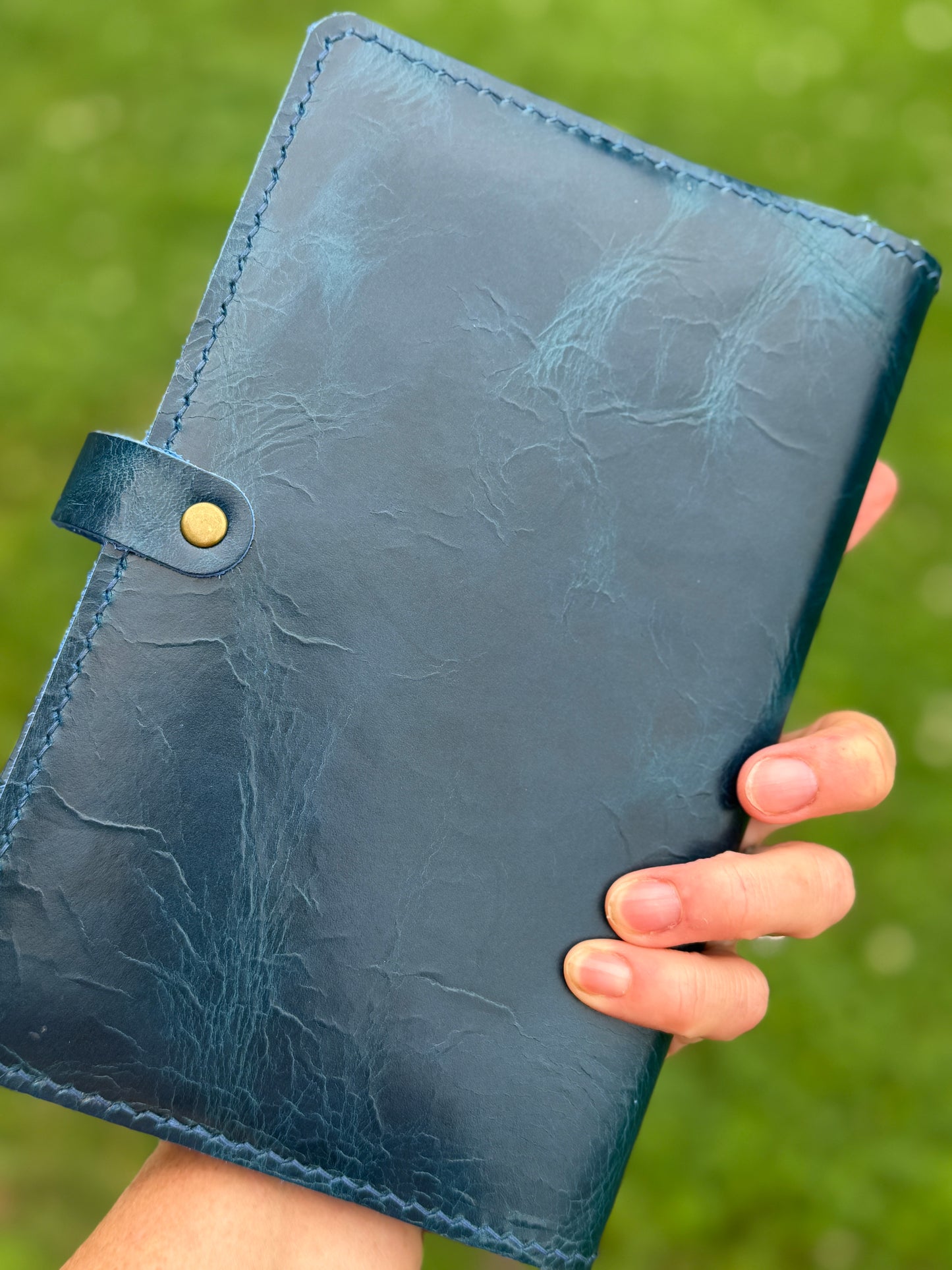 A5 Slim Leather Book Cover, Cobalt