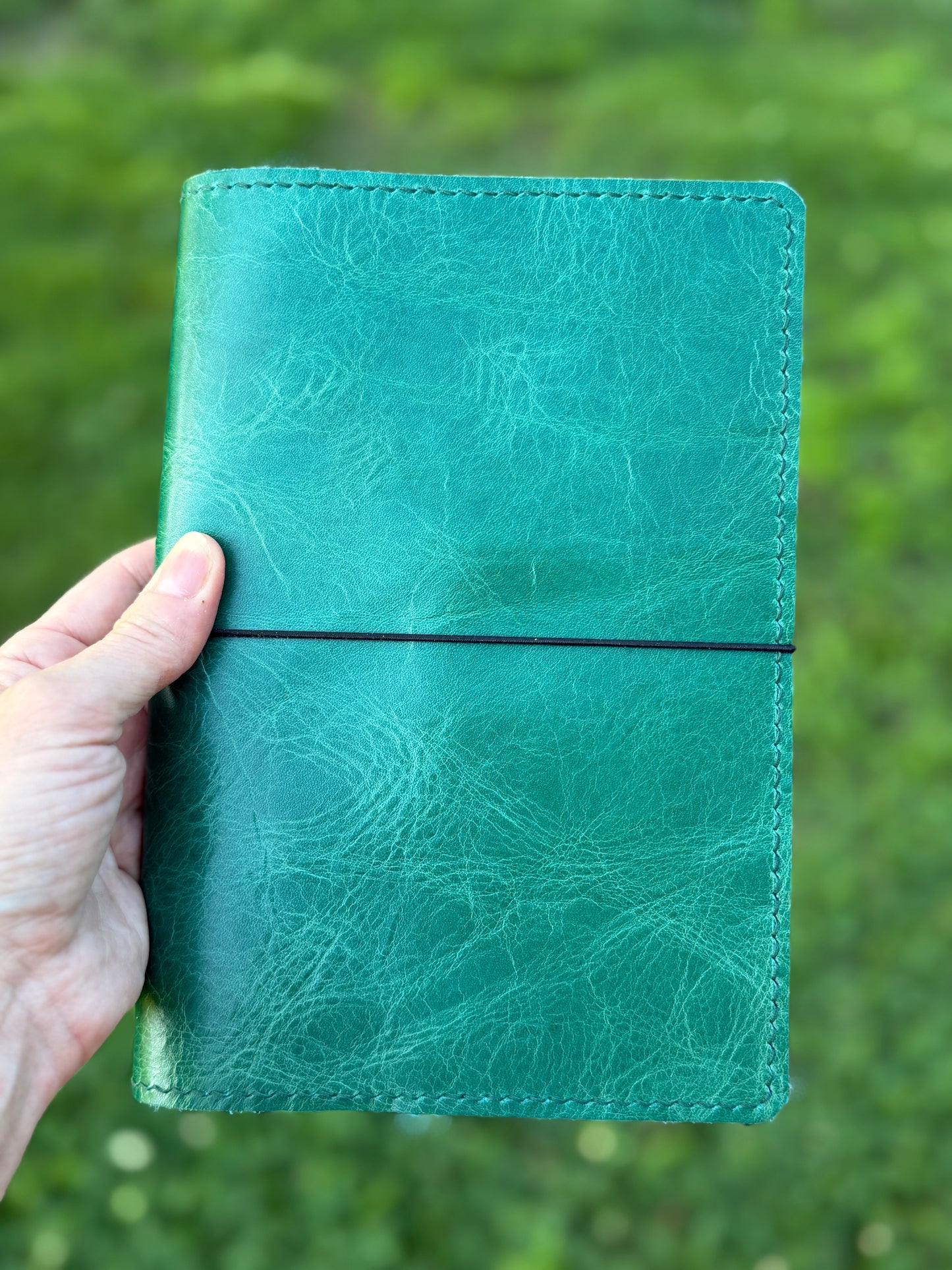 A5 Leather Book Cover, Jade