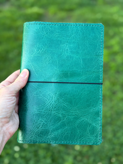 A5 Leather Book Cover, Jade