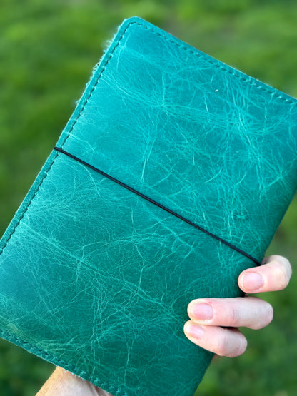 A5 Leather Book Cover, Jade