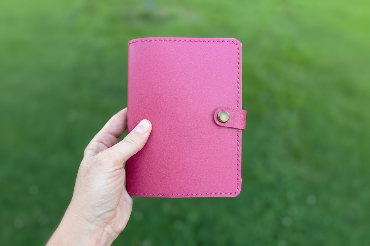 A6 Leather Book Cover, Fuchsia