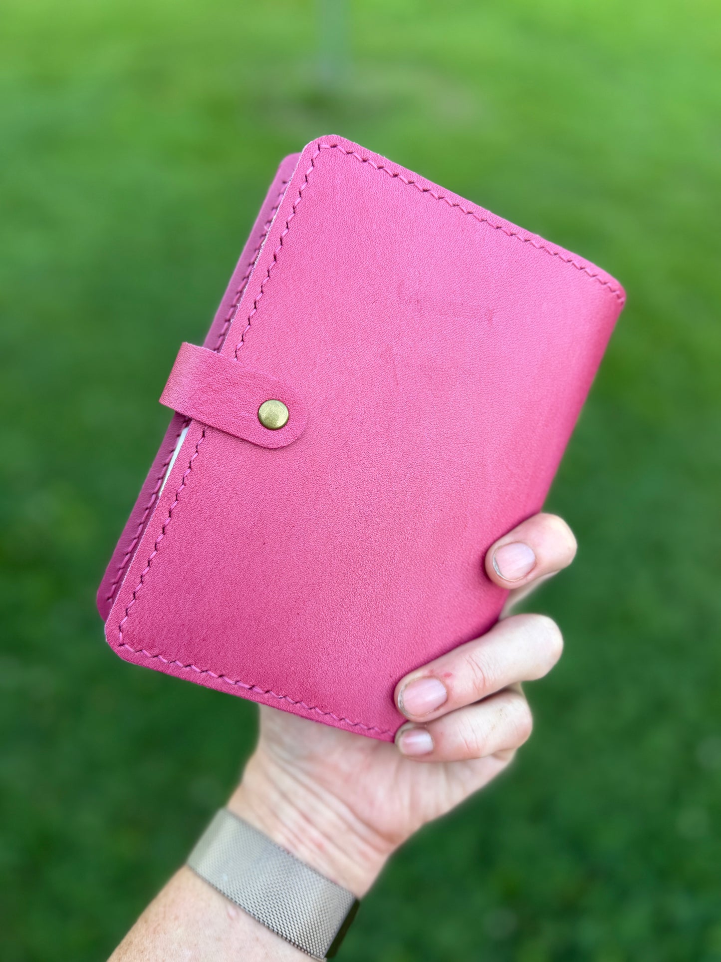 A6 Leather Book Cover, Fuchsia