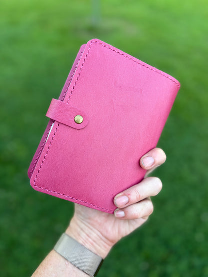 A6 Leather Book Cover, Fuchsia