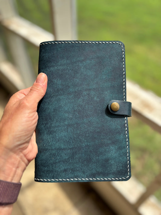 B6 Slim (Sterling Ink) Leather Book Cover, Pueblo Sapphire